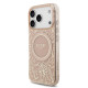 Rožinis dėklas Apple iPhone 17 Pro telefonui "Guess IML Flowers Allover Strap MagSafe Case"