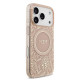 Rožinis dėklas Apple iPhone 17 Pro telefonui "Guess IML Flowers Allover Strap MagSafe Case"