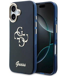Mėlynas dėklas Apple iPhone 17 telefonui "Guess IML 4G Script Metal Logo Case"