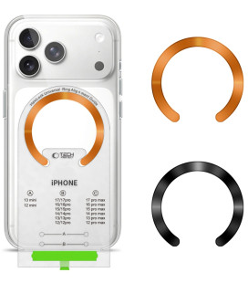 Juodas / oranžinis magnetinis Magsafe žiedas telefonams "Tech-Protect MMP-210 Magnetic Magsafe Ring 2-Pack"