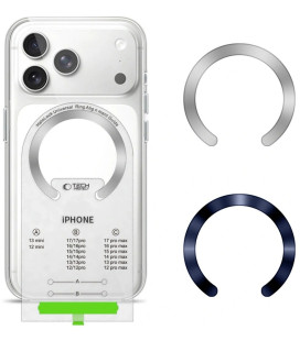 Mėlynas / sidabrinės spalvos magnetinis Magsafe žiedas telefonams "Tech-Protect MMP-210 Magnetic Magsafe Ring 2-Pack"