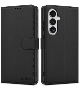 Matinis juodas atverčiamas dėklas Samsung Galaxy S26 Plus telefonui "Tech-Protect Wallet"