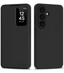 Matinis juodas atverčiamas dėklas Samsung Galaxy S26 telefonui "Tech-Protect Smart Wallet"