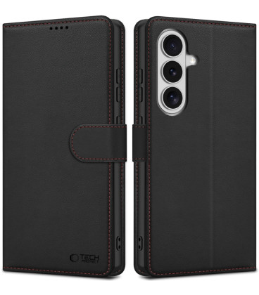 Juodas / raudonas atverčiamas dėklas Samsung Galaxy S26 telefonui "Tech-Protect Wallet"