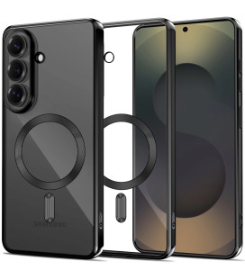 Juodas (Shiny) / skaidrus dėklas Samsung Galaxy S26 Plus telefonui "Tech-Protect MagFlex Magsafe"