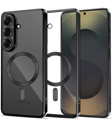 Juodas (Shiny) / skaidrus dėklas Samsung Galaxy S26 Plus telefonui "Tech-Protect MagFlex Magsafe"