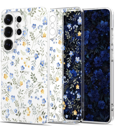 Skaidrus dėklas su gėlėmis Samsung Galaxy S26 Ultra telefonui "Tech-Protect Flexair Spring Flowers"