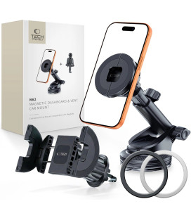 Juodas automobilinis magnetinis telefono laikiklis "Tech-Protect N62 2in1 Universal & Magnetic Dash + Vent"