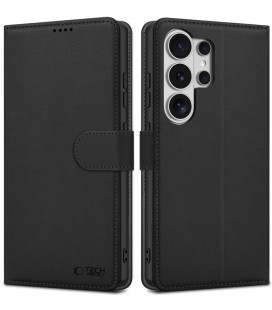 Juodas atverčiamas dėklas Samsung Galaxy S26 Ultra telefonui "Tech-Protect Wallet"