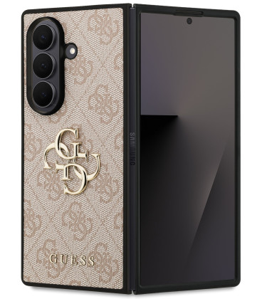 Rožinis dėklas Samsung Galaxy Z Fold 7 telefonui "Guess PU 4G Metal Logo Case"