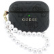 Juodas dėklas Apple Airpods Pro 3 ausinėms "Guess PU 4G Classic Logo Pearl Strap Case"