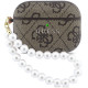 Rudas dėklas Apple Airpods Pro 3 ausinėms "Guess PU 4G Classic Logo Pearl Strap Case"