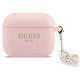 Rožinis dėklas Apple Airpods Pro 3 ausinėms "Guess 4G Charm Silicone Case"