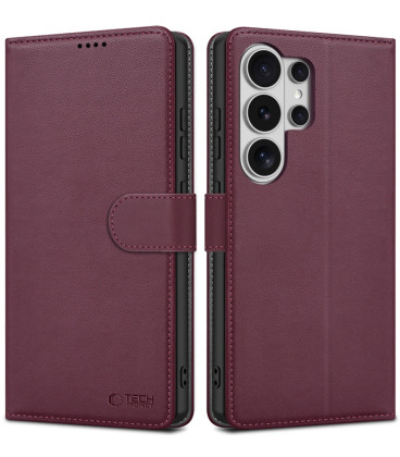 Raudonas atverčiamas dėklas Samsung Galaxy S26 Ultra telefonui "Tech-Protect Wallet"