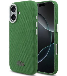 Žalias dėklas Apple iPhone 17 telefonui "Lacoste PVC Iconic Petit Pique Metal Logo MagSafe Case"