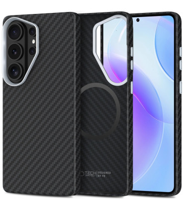 Juodas / sidabrinės spalvos dėklas Samsung Galaxy S26 Ultra telefonui "Tech-Protect ION Carbon Magsafe"