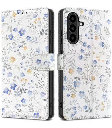 Atverčiamas dėklas Samsung Galaxy A57 5G telefonui "Tech-Protect Wallet Spring Flowers"