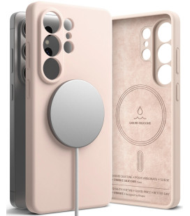 Rožinis / smėlio spalvos dėklas Samsung Galaxy S26 Ultra telefonui "Ringke Silicone Magnetic Magsafe"