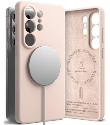 Rožinis / smėlio spalvos dėklas Samsung Galaxy S26 Ultra telefonui "Ringke Silicone Magnetic Magsafe"