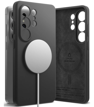 Juodas dėklas Samsung Galaxy S26 Ultra telefonui "Ringke Silicone Magnetic Magsafe"