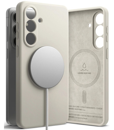 Pilkas dėklas Samsung Galaxy S26 Plus telefonui "Ringke Silicone Magnetic Magsafe"