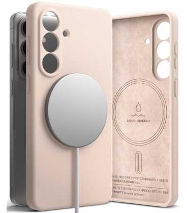 Rožinis / smėlio spalvos dėklas Samsung Galaxy S26 telefonui "Ringke Silicone Magnetic Magsafe"