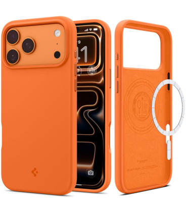 Oranžinis silikoninis dėklas Apple iPhone 17 Pro Max / 18 Pro Max telefonui "Spigen Silicone Fit MAG Magsafe"