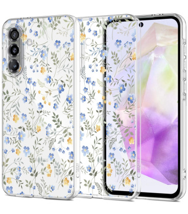 Skaidrus dėklas su gėlėmis Samsung Galaxy A37 5G telefonui "Tech-Protect Flexair Spring Flowers"