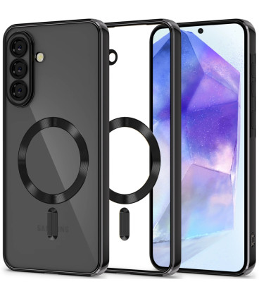 Juodas (Shiny) / skaidrus dėklas Samsung Galaxy A57 5G telefonui "Tech-Protect MagFlex Magsafe"