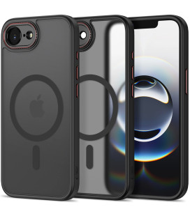 Matinis juodas / raudonas dėklas Apple iPhone 16E / 17E telefonui "Tech-Protect MagCam Magsafe"