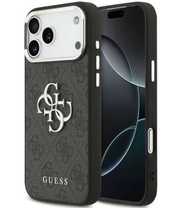 Juodas dėklas Apple iPhone 17 Pro Max telefonui "Guess PU 4G Metal Logo Case"