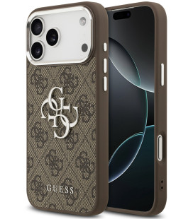 Rudas dėklas Apple iPhone 17 Pro Max telefonui "Guess PU 4G Metal Logo Case"
