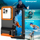 Juodas / oranžinis universalus telefono dėklas nardymui "Tech-Protect IPX8 Pro Diving Waterproof"