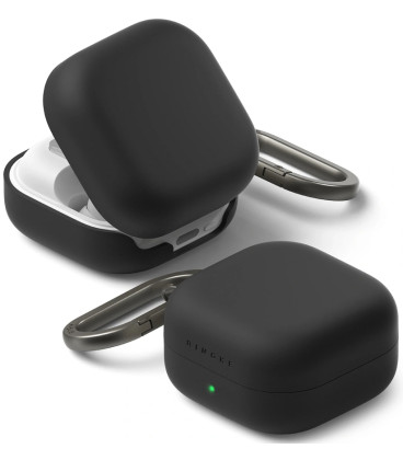 Juodas dėklas Samsung Galaxy Buds 4 / 4 Pro ausinėms "Ringke Silicone"