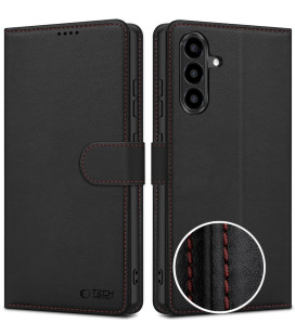 Juodas / raudonas atverčiamas dėklas Samsung Galaxy A57 5G telefonui "Tech-Protect Wallet"