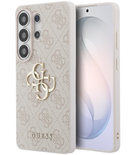 Rožinis dėklas Samsung Galaxy S26 Ultra telefonui "Guess PU 4G Metal Logo Case"