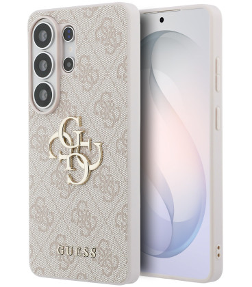 Rožinis dėklas Samsung Galaxy S26 Ultra telefonui "Guess PU 4G Metal Logo Case"