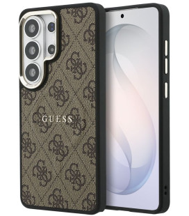 Rudas dėklas Samsung Galaxy S26 Ultra telefonui "Guess PU Leather 4G Gold Frame Magnetic Case"