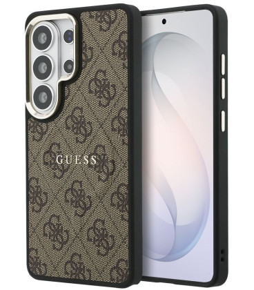 Rudas dėklas Samsung Galaxy S26 Ultra telefonui "Guess PU Leather 4G Gold Frame Magnetic Case"