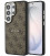 Rudas dėklas Samsung Galaxy S26 Ultra telefonui "Guess PU Leather 4G Gold Frame Magnetic Case"