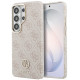 Rožinis dėklas Samsung Galaxy S26 Ultra telefonui "Guess PU Leather 4G Strass Logo Gold Frame Magnetic Case"