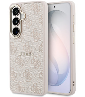 Rožinis Samsung Galaxy S26 telefonui "Guess PU Leather 4G Gold Frame Magnetic Case"