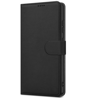 Juodas atverčiamas dėklas Samsung Galaxy S26 telefonui "Fancy Wallet"