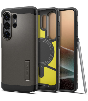 Pilkas (Gunmetal) dėklas Samsung Galaxy S26 Ultra telefonui "Spigen Tough Armor MAG Magsafe"