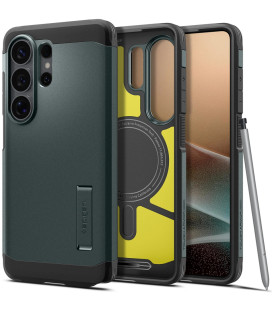 Žalias dėklas Samsung Galaxy S26 Ultra telefonui "Spigen Tough Armor MAG Magsafe"