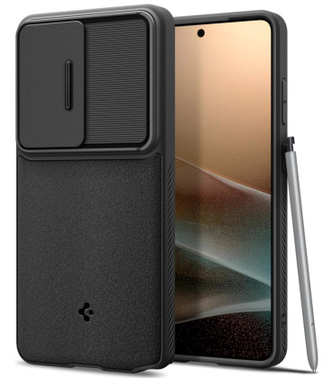 Juodas dėklas Samsung Galaxy S26 Ultra telefonui "Spigen Optik Armor"