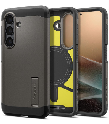 Pilkas (Gunmetal) dėklas Samsung Galaxy S26 Plus telefonui "Spigen Tough Armor MAG Magsafe"