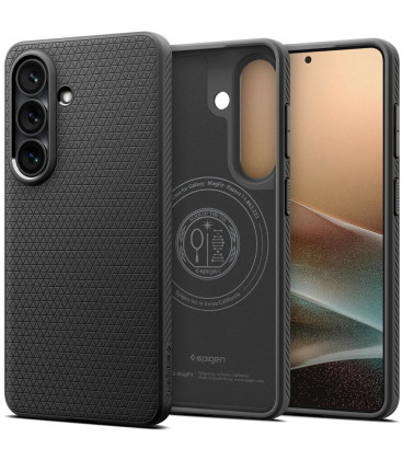 Matinis juodas dėklas Samsung Galaxy S26 Plus telefonui "Spigen Liquid Air MAG Magsafe"