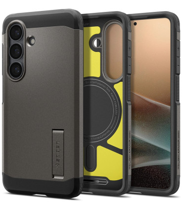 Pilkas (Gunmetal) dėklas Samsung Galaxy S26 telefonui "Spigen Tough Armor MAG Magsafe"