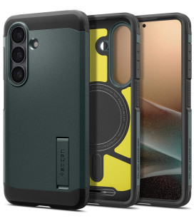 Žalias dėklas Samsung Galaxy S26 telefonui "Spigen Tough Armor MAG Magsafe"